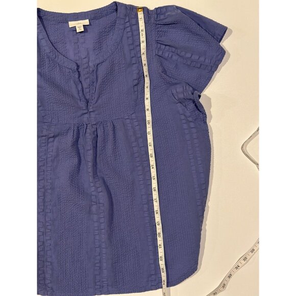 J. Jill Women’s Top Medium Petite Purple Flutter Sleeve Textured 100% Cotton - Picture 4 of 7